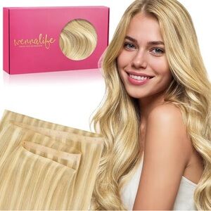 Light Blonde Golden Blonde Remy Human Hair 22” Butterfly Weft Extensions